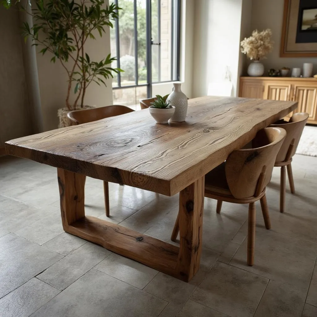 Mesa de comedor de madera de lenga