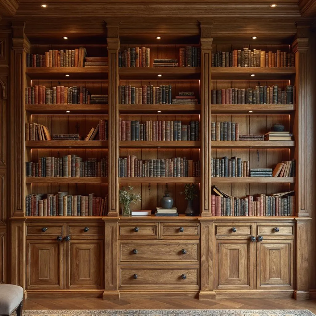 Biblioteca empotrada de pared completa